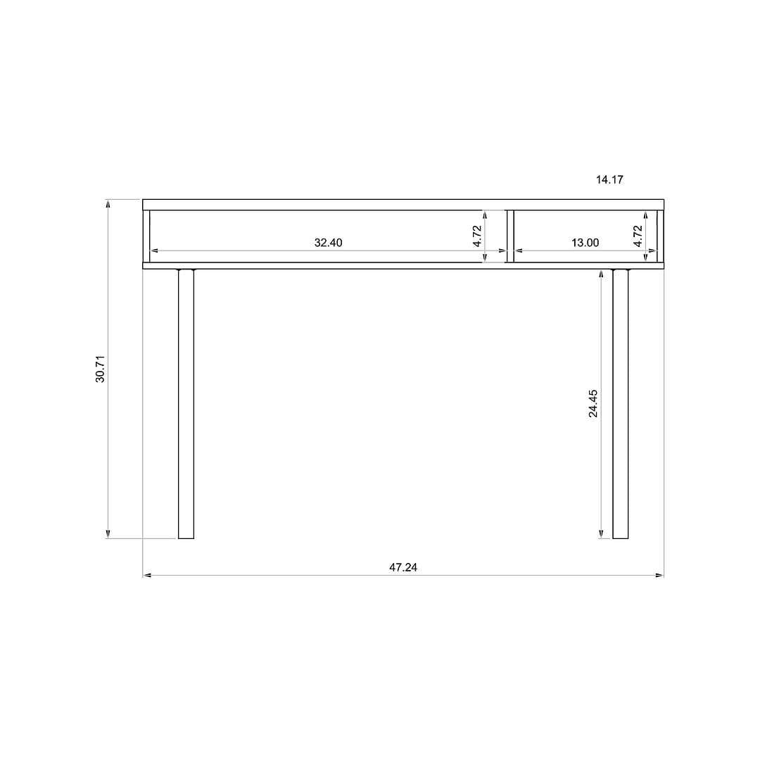 Manhattan Comfort Windsor 47.24 Modern Console Accent Table Entryway with 2 Shelves in Off White and Nature