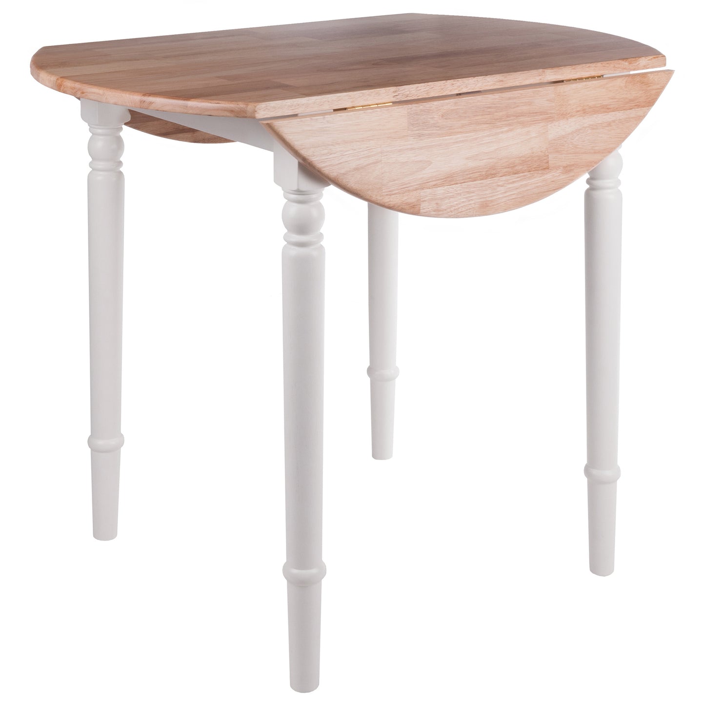 Sorella Round Drop Leaf Table; Natural and White