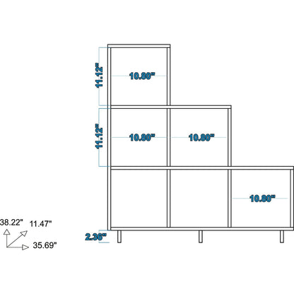 Manhattan Comfort Sophisticated Cascavel Stair Cubby with 6 Cube Shelves in White