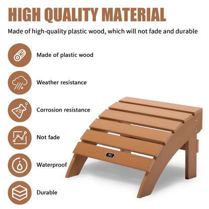 TALE Adirondack Ottoman Footstool All-Weather and Fade-Resistant Plastic Wood for Lawn Outdoor Patio Deck Garden Porch Lawn Furniture Brown(Banned from selling on Amazon)
