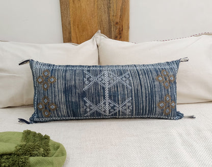 BLUE lumbar pillow cover Boho hand embroidered pillow cover Pillow cases Pillow shams For new year gift