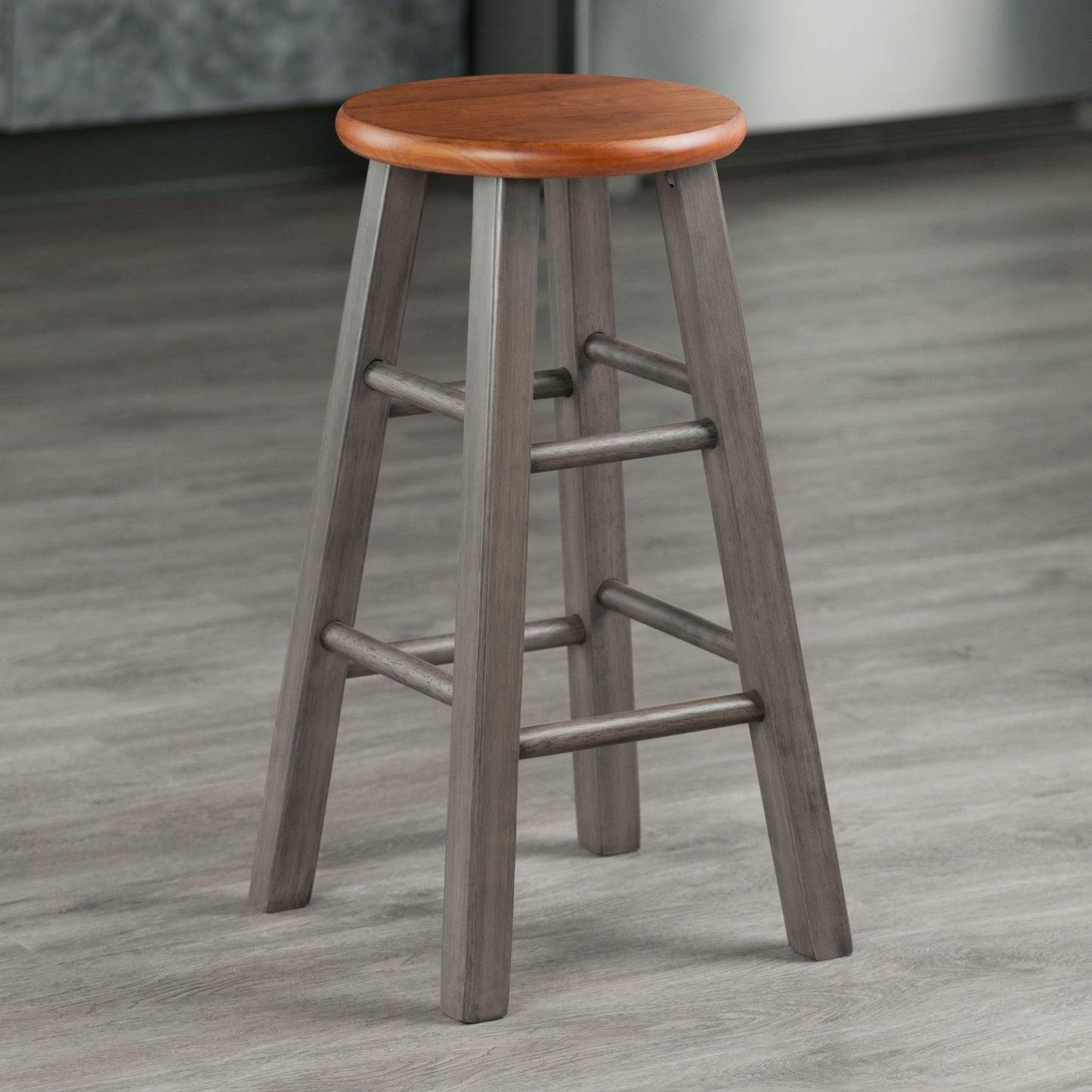 Ivy Counter Stool; Rustic Teak & Gray