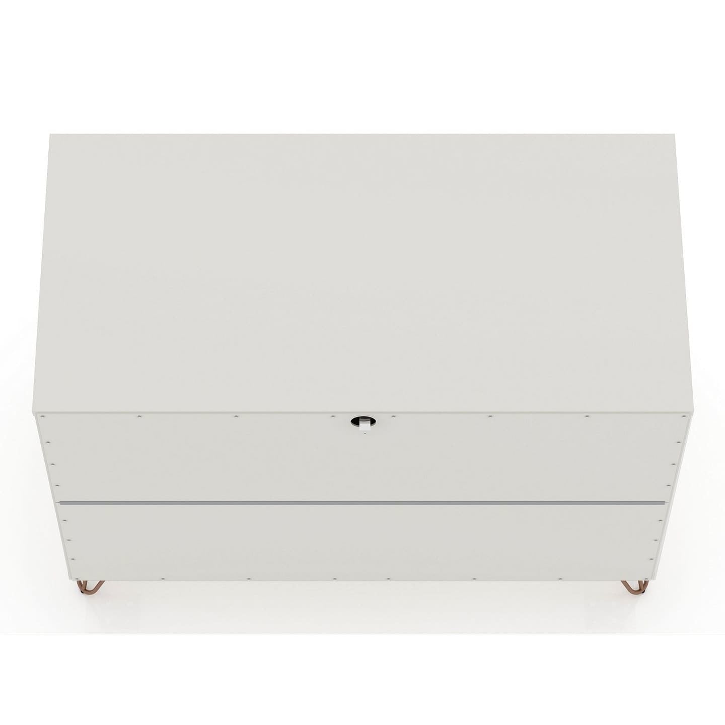 Manhattan Comfort Rockefeller Mid-Century- Modern Dresser with 3-Drawers in Off White and Nature