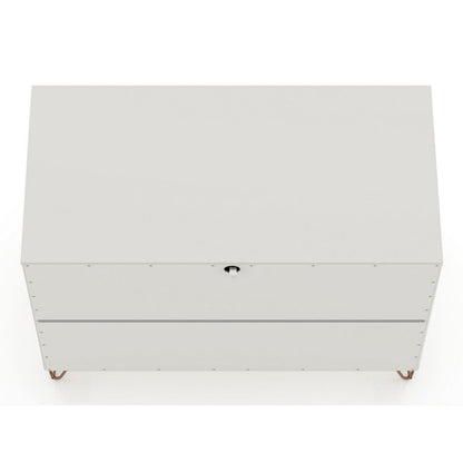 Manhattan Comfort Rockefeller Mid-Century- Modern Dresser with 3-Drawers in Off White and Nature