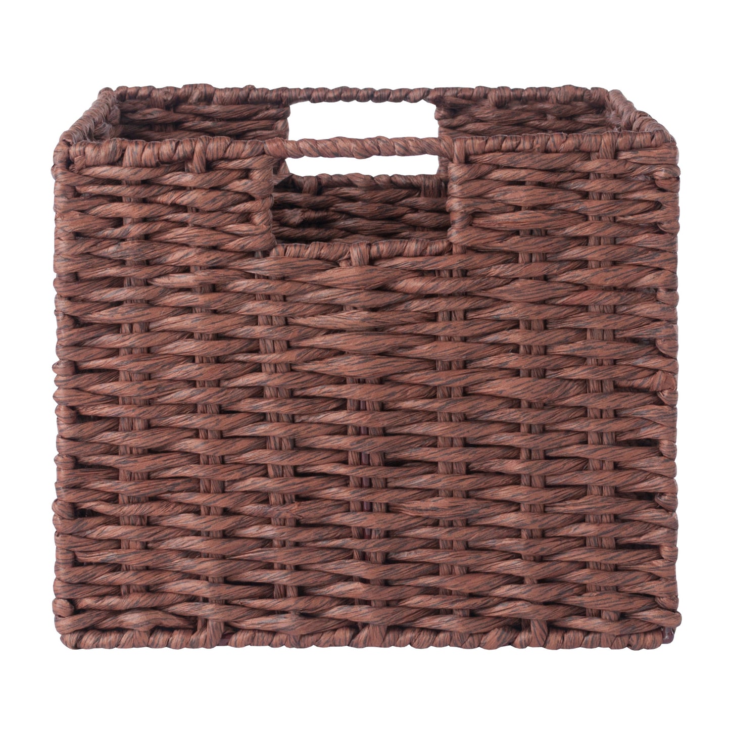 Tessa 2-Pc Woven Rope Basket Set; Foldable; Walnut