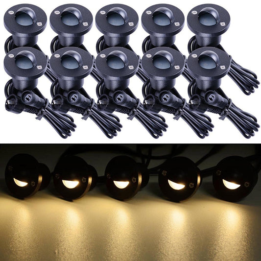 10pcs Warm White LED Deck Lights Set with Transformer & Wire