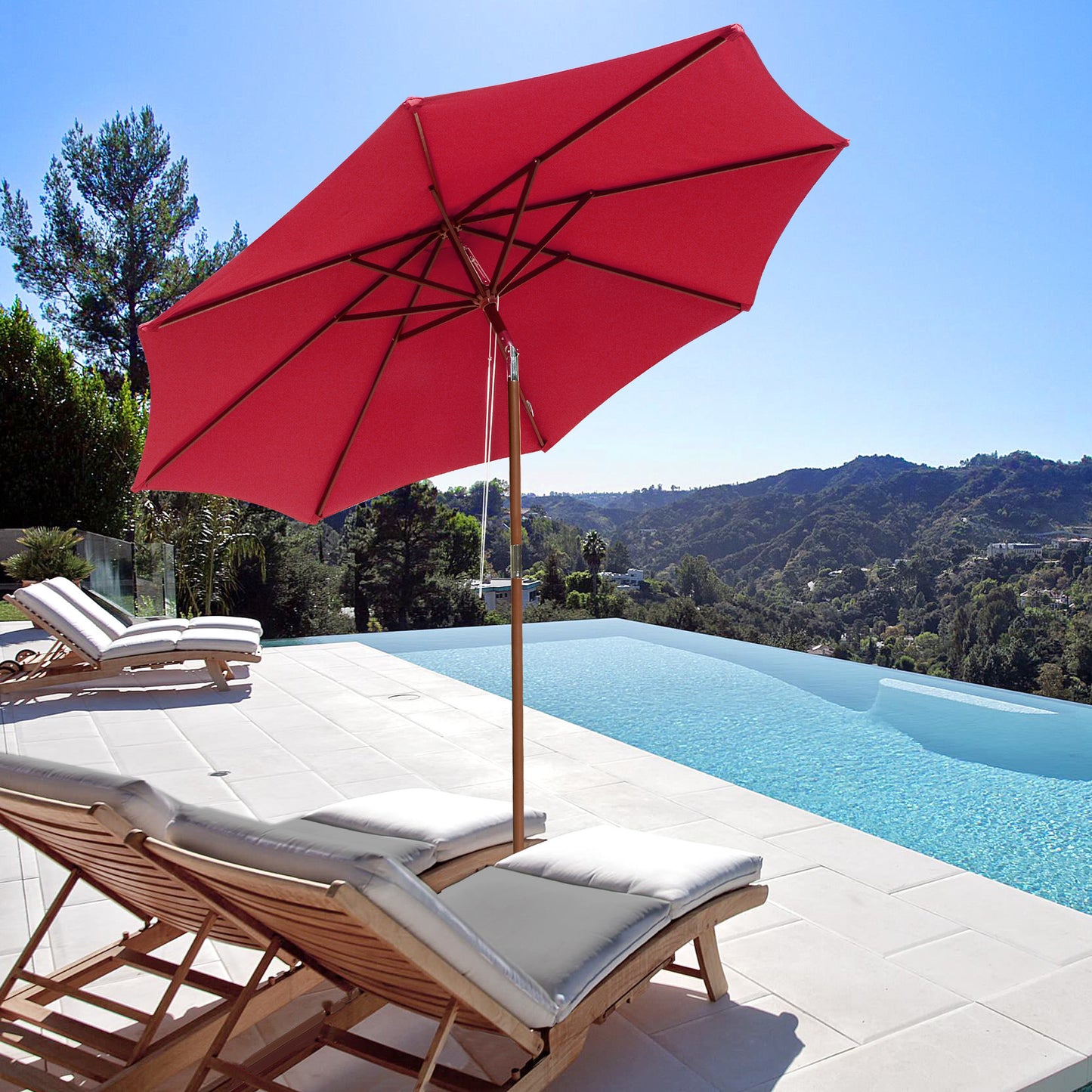 9 Ft Wooden Umbrella