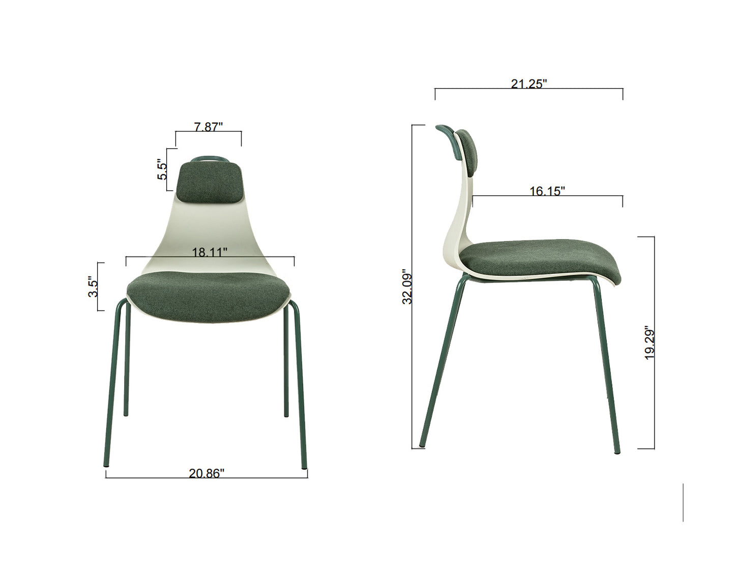 Set of two ;  Leisure chair dinning chair with pad custion; tilt degree 15°; 300LBS; red green