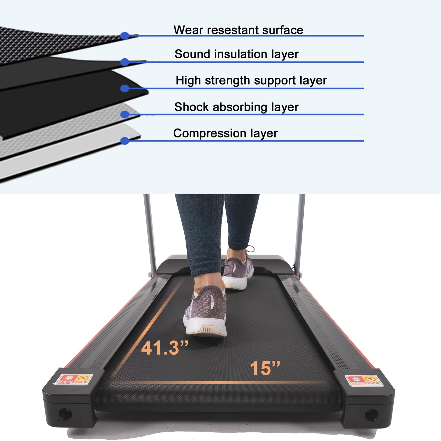 FYC Folding Treadmill for Home with Desk - 2.5HP Compact Electric Treadmill for Running and Walking Foldable Portable Running Machine for Small Spaces Workout;  265LBS Weight Capacity