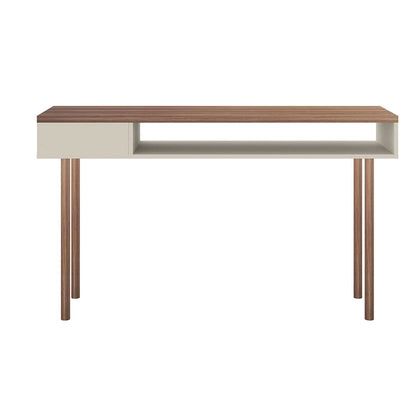 Manhattan Comfort Windsor 47.24 Modern Console Accent Table Entryway with 2 Shelves in Off White and Nature