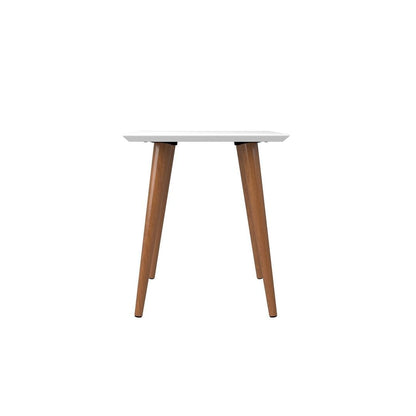 Manhattan Comfort Utopia 19.84" High Square End Table With Splayed Wooden Legs in White Gloss