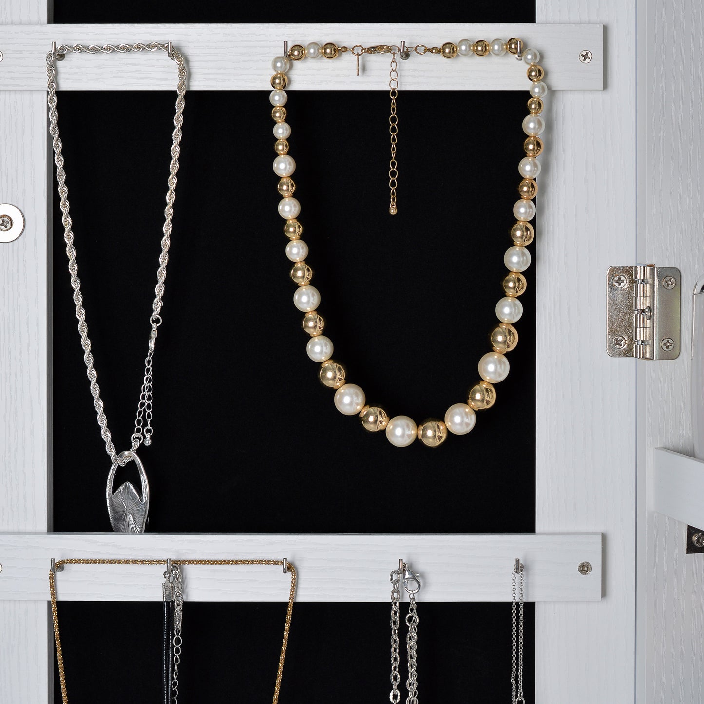 Full Mirror Jewelry Storage Cabinet With with Slide Rail Can Be Hung On The Door Or Wall