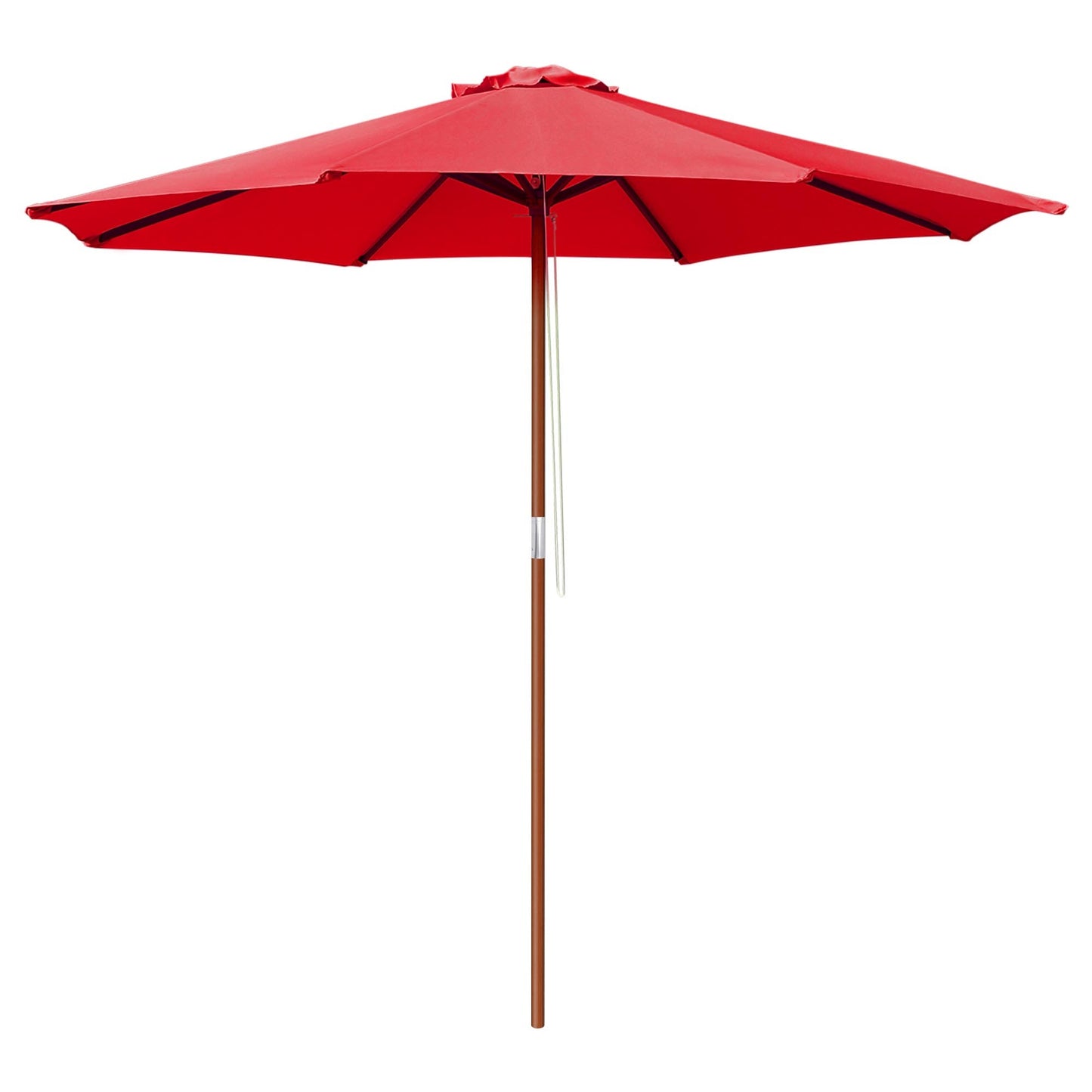 9 Ft Wooden Umbrella Red