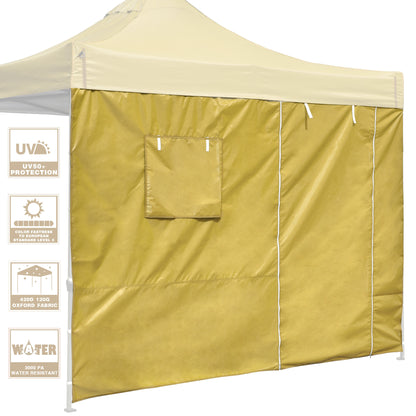 10x10ft EZ Canopy Gazebo Silver Coated Side Wall With Windows & Door/Mineral Yellow