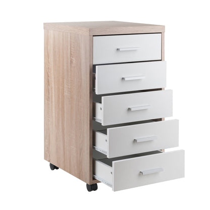 Kenner 5-Drawer Cabinet; Reclaimed Wood and White