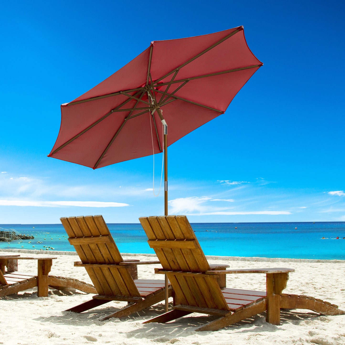 9 Ft Wooden Umbrella