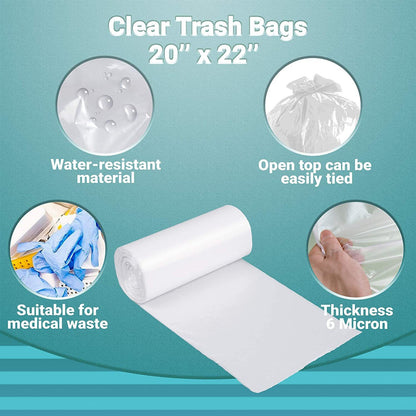 Pack of 50 Clear Trash Bags 20 x 22 Thickness 6 Micron High Density Polyethylene Garbage Can Liners 20x22 Tear Resistant Trash Liners for Offices Schools Kitchen; Wholesale Price