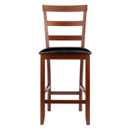 Simone Cushion Ladder-back Seat Counter Stools; 2-Pc Set; Black & Walnut