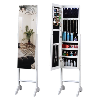 Full Mirror Fashion Simple Jewelry Storage Cabinet With Led Light