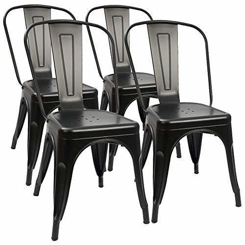 Metal Dining Chairs Set of 4 Indoor Outdoor Patio Chairs Stackable Kitchen Chairs with Back Restaurant Chair 330 LBS Capacity