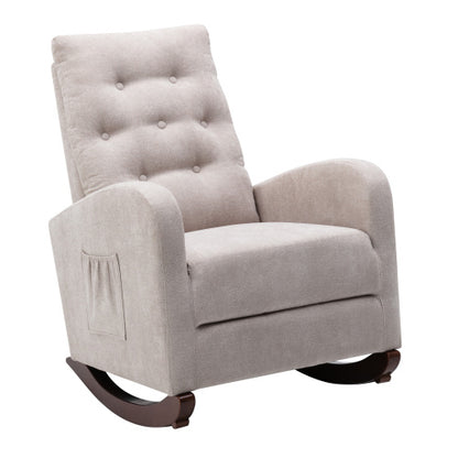 Baby Room High Back Rocking Chair Nursery Chair , Comfortable Rocker Fabric Padded Seat ,Modern High Back Armchair