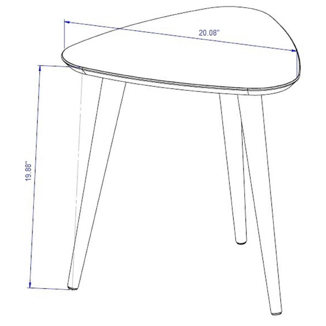 Manhattan Comfort Utopia 19.88" High Triangle End Table With Splayed Wooden Legs in Off White