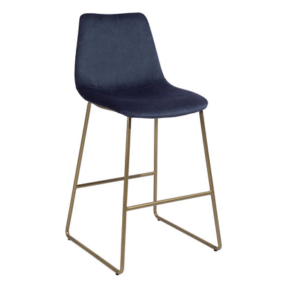 Set of 2 Modern Velet Counter Stool ;  Full Back and Gold Leg