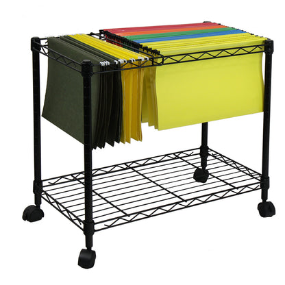 Oceanstar Portable 1-Tier Metal Rolling File Cart, Black