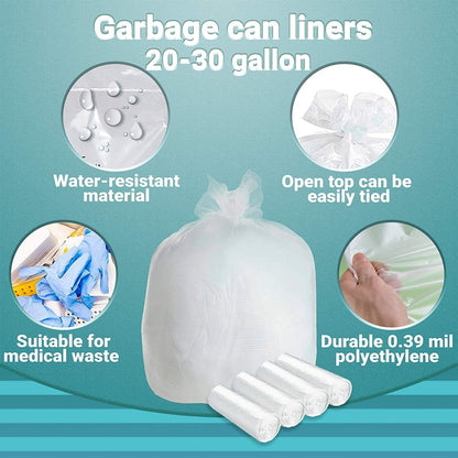 Pack of 100 Garbage Can Liners 30 x 37 4 Rolls of 25 High Density Natural Trash Bags 30x37 Thickness 0.39 Mil 20-30 Gallon Garbage Bin Liners for Office Bedroom Kitchen Cans; Wholesale Price