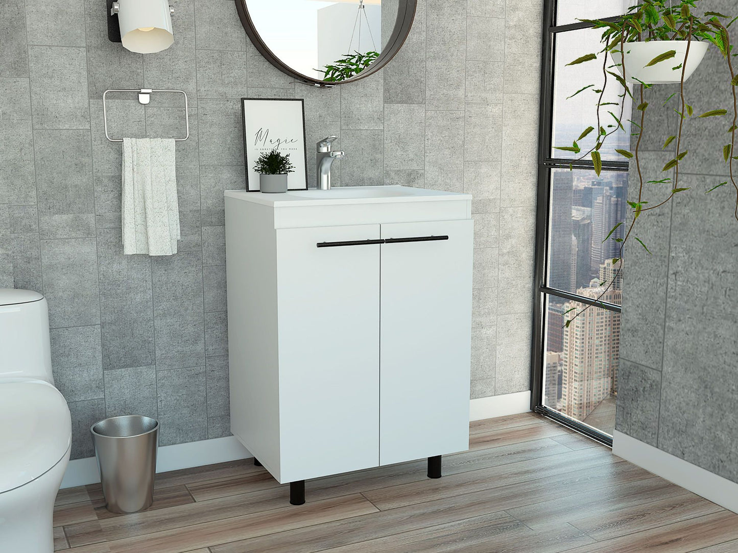 Selma 60" Freestanding Vanity Cabinet With Division