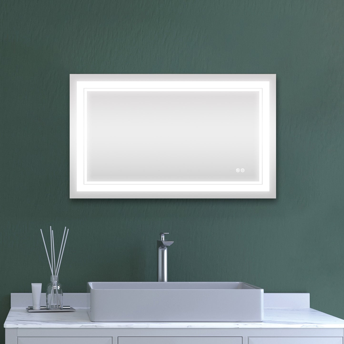 7 Size LED Bathroom Mirror Wall Mounted Vanity Mirror Anti-Fog Mirror Dimmable Lights with Touch Switch(Horizontal/Vertical)