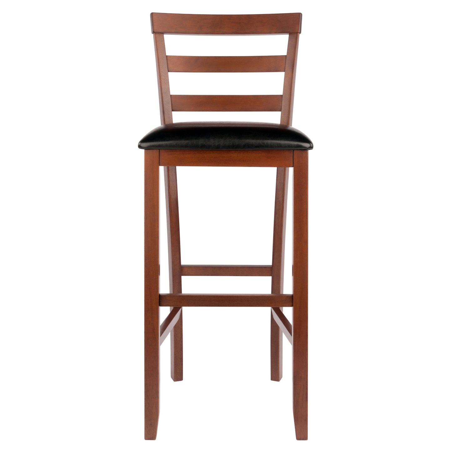 Simone Cushion Ladder-back Seat Bar Stools; 2-Pc Set; Black & Walnut