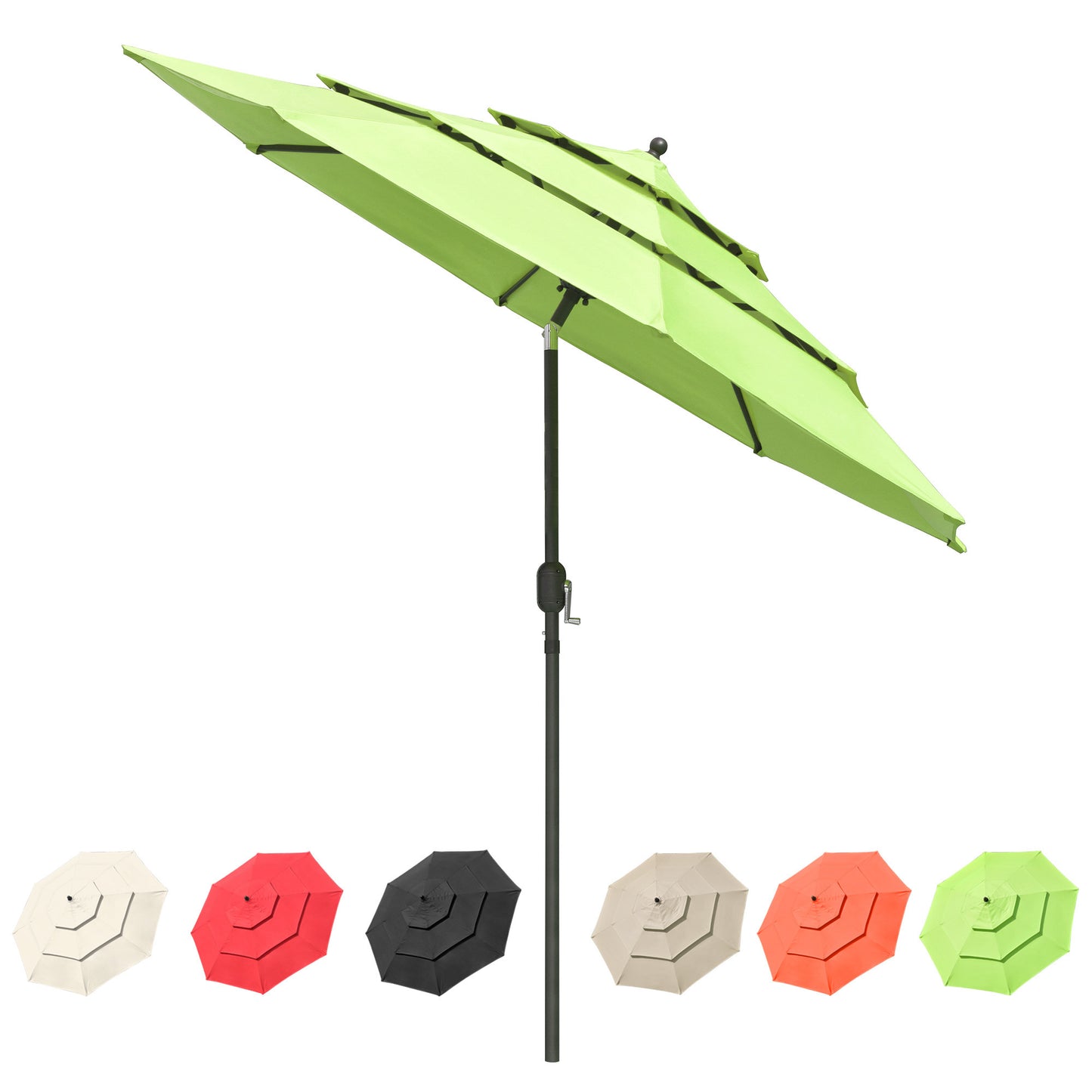 10Ft 3-Tiers Patio Umbrella Fruit Green
