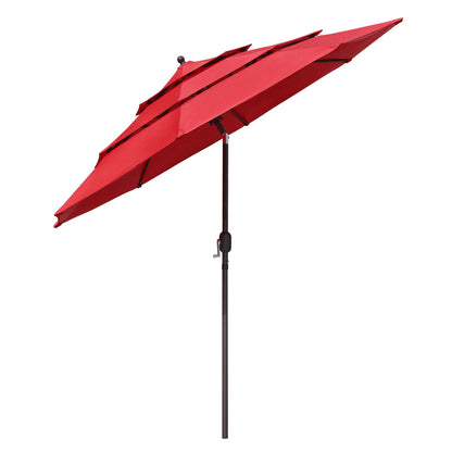 10Ft 3-Tiers Patio Umbrella Red