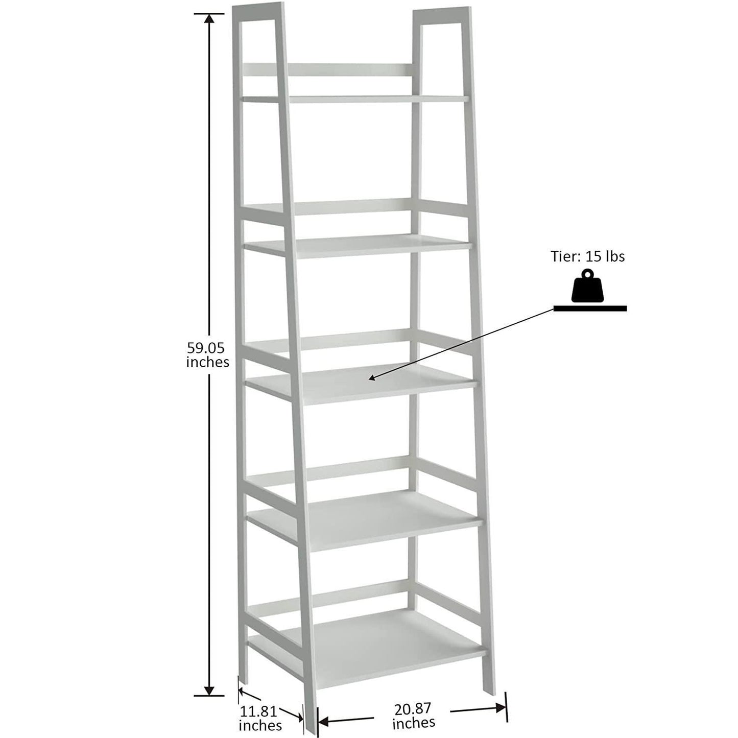 WTZ Bookshelf; Ladder Shelf; 5 Tier Bamboo Bookcase; Modern Open Book Case for Bedroom; Living Room;