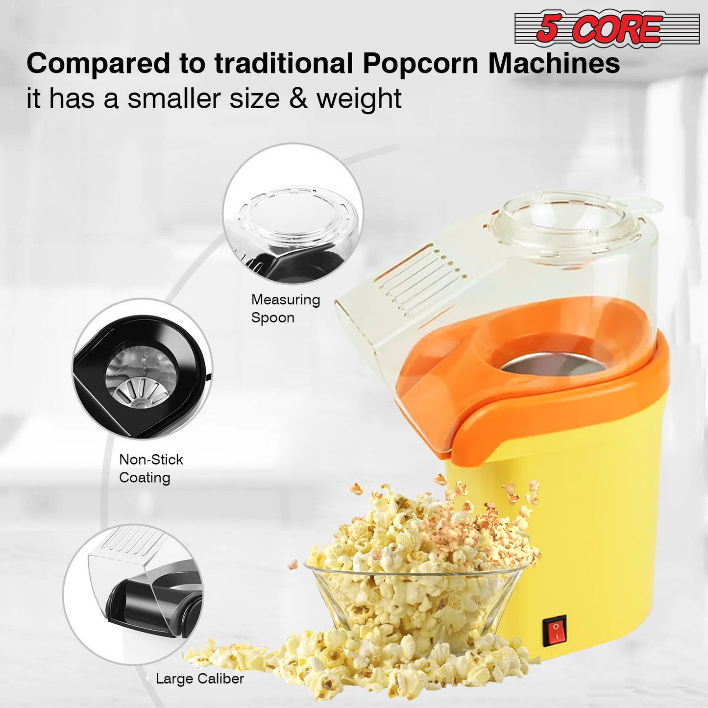 5Core Popcorn Machine Hot Air Electric Popper Kernel Corn Maker Bpa Free No Oil POP Y