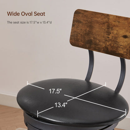 Oval Stool Swivel Bar Stool; Tall Bar Stool With Backrest; Industrial; Thick Iron Frame Footrest; 29.5" High.(Rustic Brown; 17.5''w x 13.4''d x 40.5''h)
