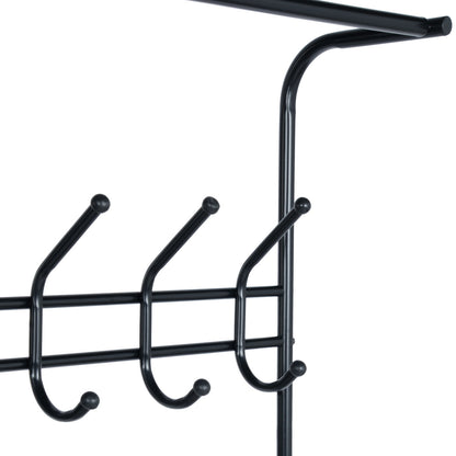 Clothes Rack Heavy Duty Metal Garment Rack Small Clothing Rack with Bottom Shelves for Bedroom, Walnut & Black