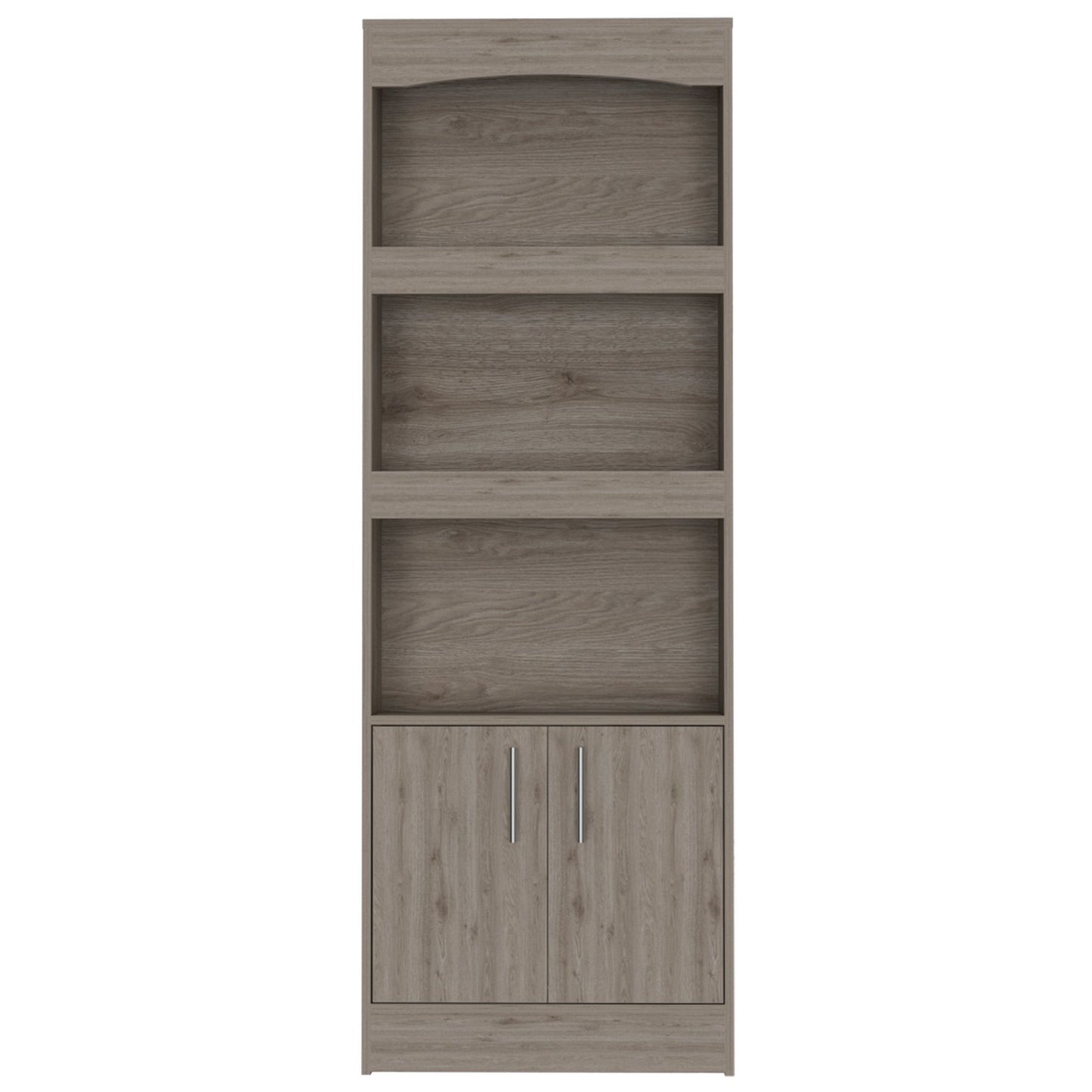 Durango Bookcase; Three Shelves; Double Door Cabinet