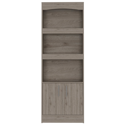 Durango Bookcase; Three Shelves; Double Door Cabinet