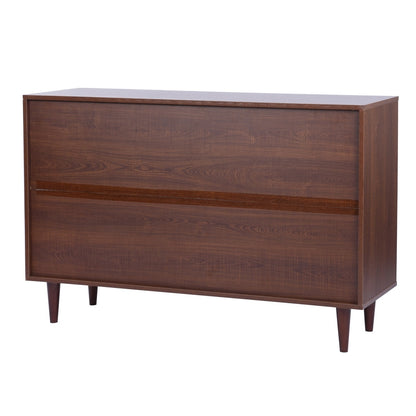 48.8" Sideboard with 2 Glass Door Cabinet 3 Drawer , brown