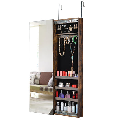 Full Mirror Jewelry Storage Cabinet With with Slide Rail Can Be Hung On The Door Or Wall