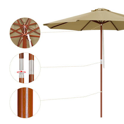 9 Ft Wooden Umbrella Tan