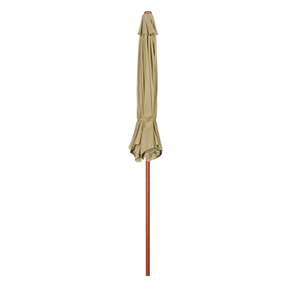 9 Ft Wooden Umbrella Tan