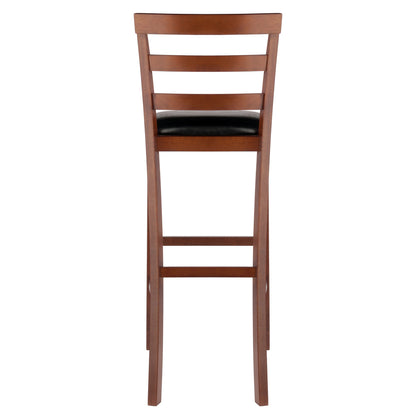 Simone Cushion Ladder-back Seat Bar Stools; 2-Pc Set; Black & Walnut