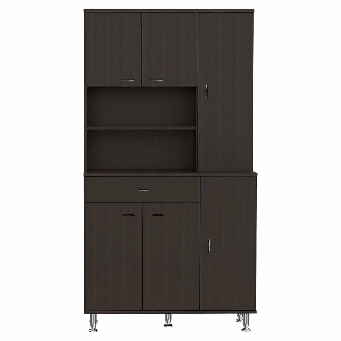 Venice 90 Pantry Cabinet; Multiple Cabinets; One Drawer; Two Open Shelves