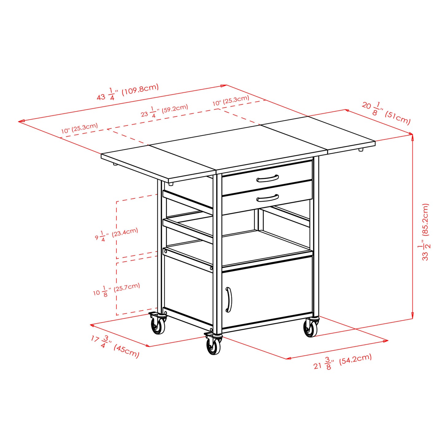 Bellini Drop Leaf Kitchen Cart; Coffee and Natural