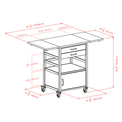 Bellini Drop Leaf Kitchen Cart; Coffee and Natural