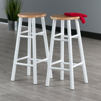 Huxton 2-Pc Bar Stools; 29"; Natural & White