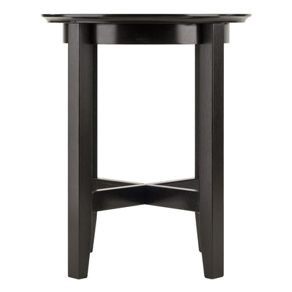 Toby Round Accent End Table; Espresso